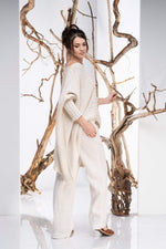 Asymmetric Knit Sweater in Cream - Visibleart