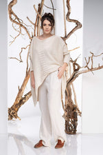 Asymmetric Knit Sweater in Cream - Visibleart